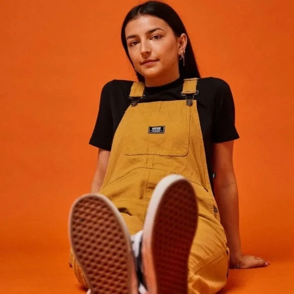 Vans mustard denim overalls Small - Picture 1 of 10